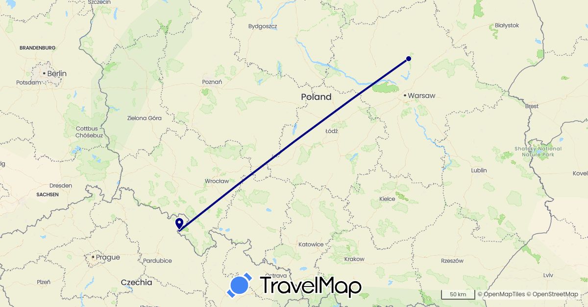 TravelMap itinerary: driving in Poland (Europe)